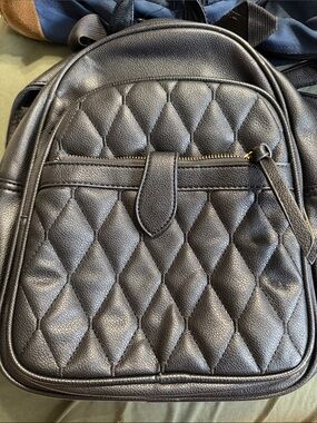 MontanaWest Select Black Quilted Faux Leather Backpack Purse Adjustable Straps